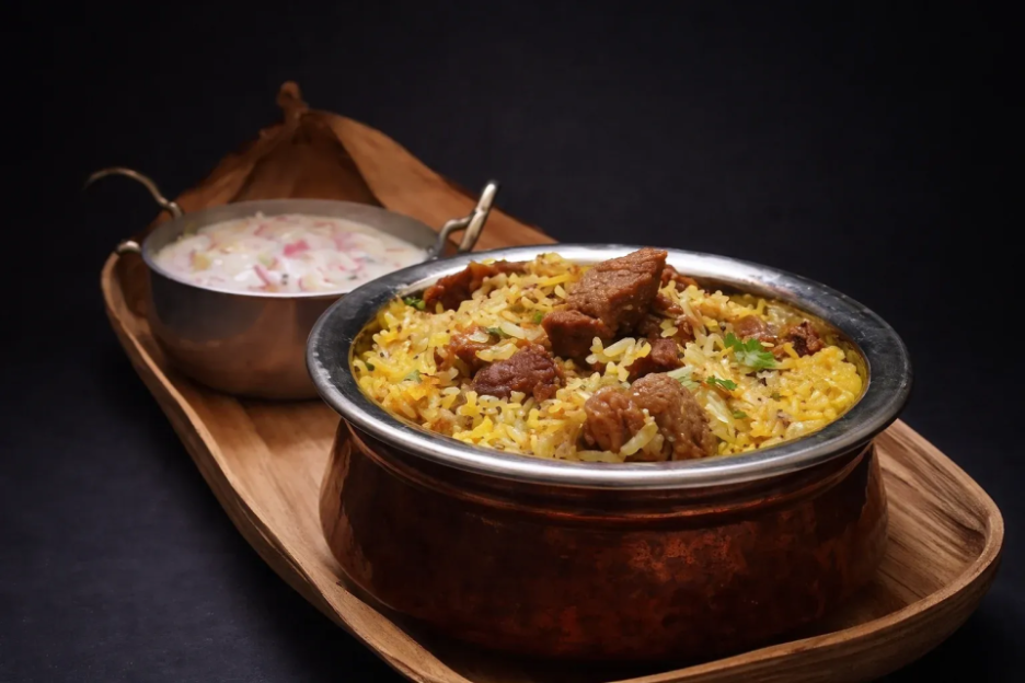 Thalappakattu Goat Biryani in New Jersey at Thanjai Mess